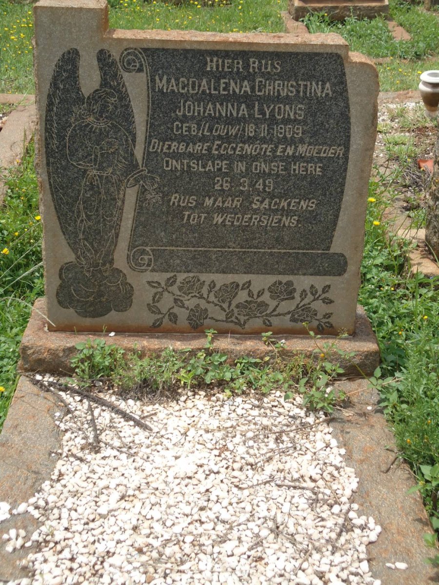 LYONS Magdalena Christina Johanna nee LOUW 1909-1949