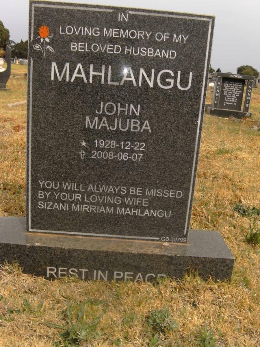 MAHLANGU Johan Majuba 1928-2008