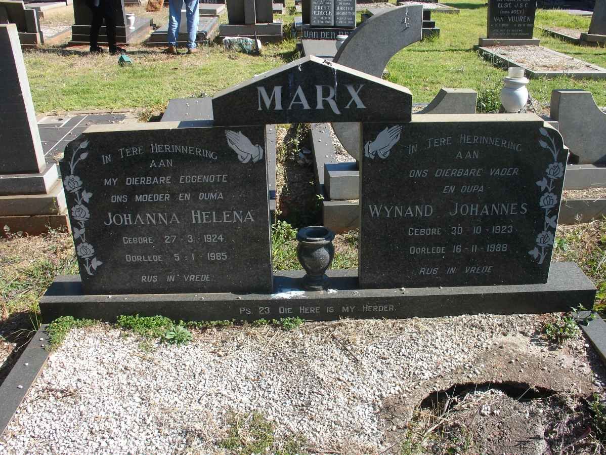 MARX Wynand Johannes 1923-1988 &amp; Johanna Helena 1924-1985