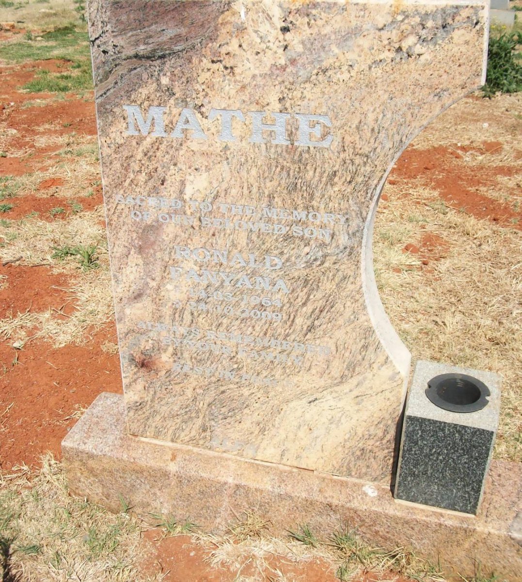 MATHE  Ronald Fanyana 1964-2009