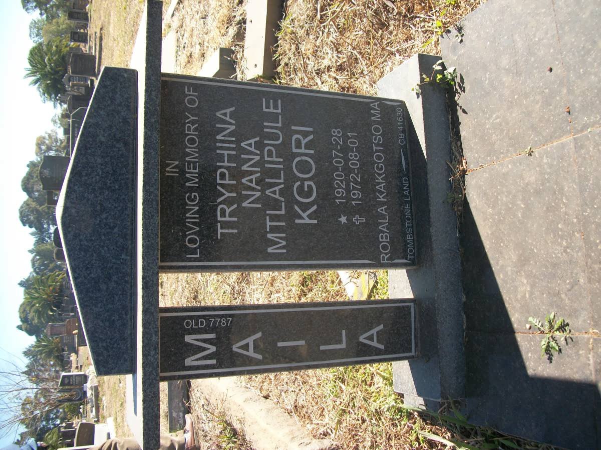MAILA Tryphina Nana Mtlalipule Kgori 1920-1972