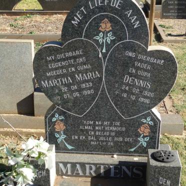 MARTENS Dennis 1926-1996 &amp; Martha Maria 1933-1980