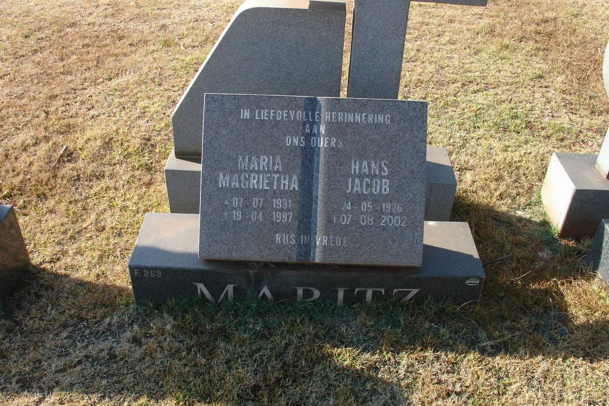 MARITZ Hans Jacob 1925-2002 &amp; Maria Magrietha 1931-1997