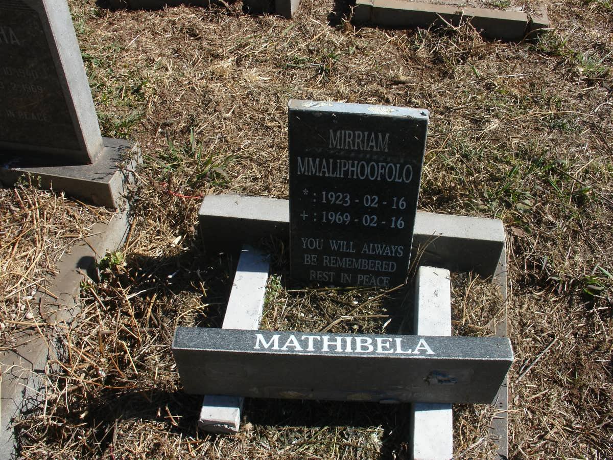 MATHIBELA Mirriam Mmaliphoofalo 1923-1969
