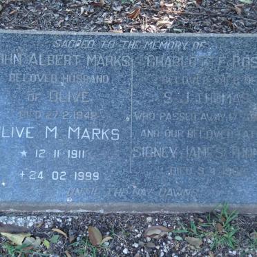 MARKS John Albert -1942 &amp; Olive 1911-1999 :: THOMAS Sidney James &amp; Charlotte Rose