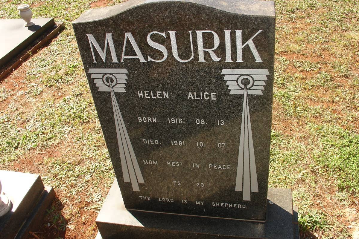 MASURIK Helen Alice 1916-1981