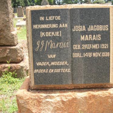 MARAIS Josia Jacobus 1921-1938