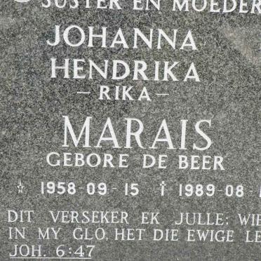 MARAIS Johanna Hendrika nee DE BEER 1958-1989