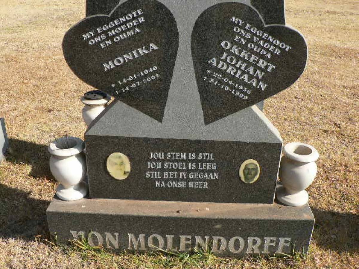 MOLENDORFF Okkert Johan Adriaan, von 1936-1999 &amp; Monika 1940-2002