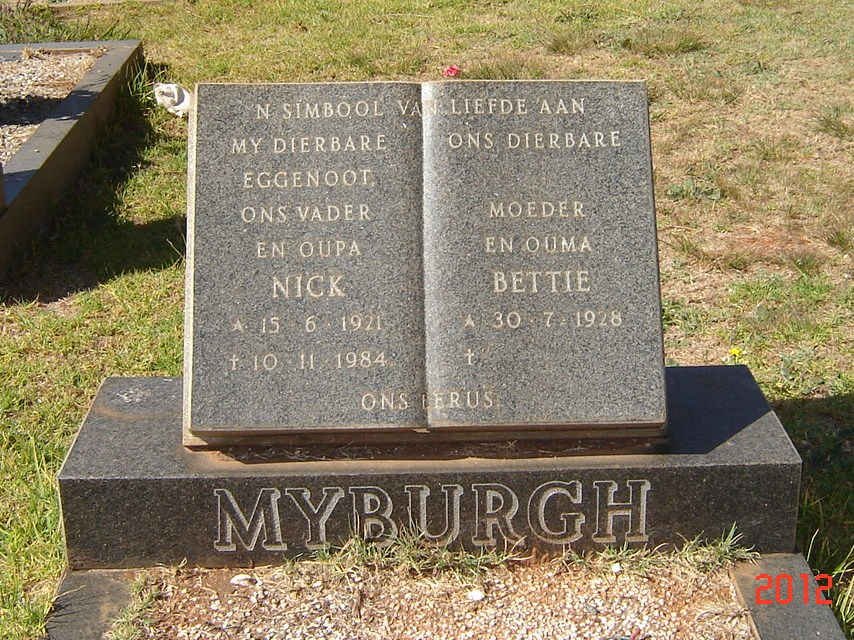 MYBURGH Nick 1921-1984 &amp; Bettie 1928-