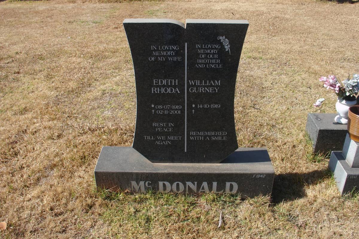 McDONALD William Gurney 1919- &amp; Edith Rhoda 1919-2001