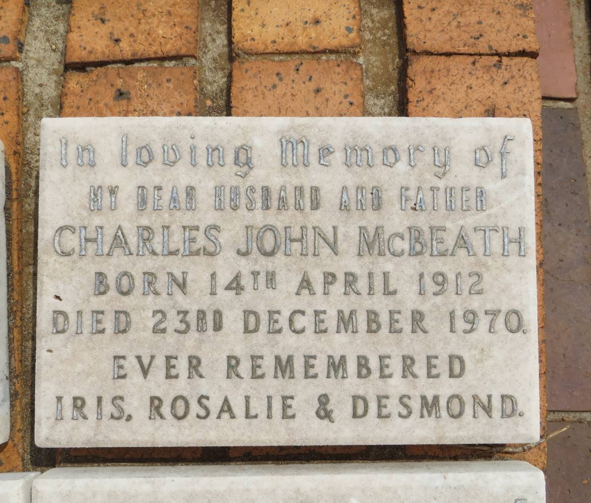 McBEATH Charles John 1912-1970