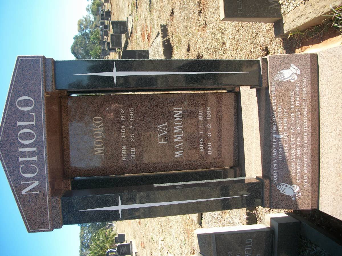 NCHOLO Mooko 1902-1965 &amp; Eva Mammoni 1910-1999