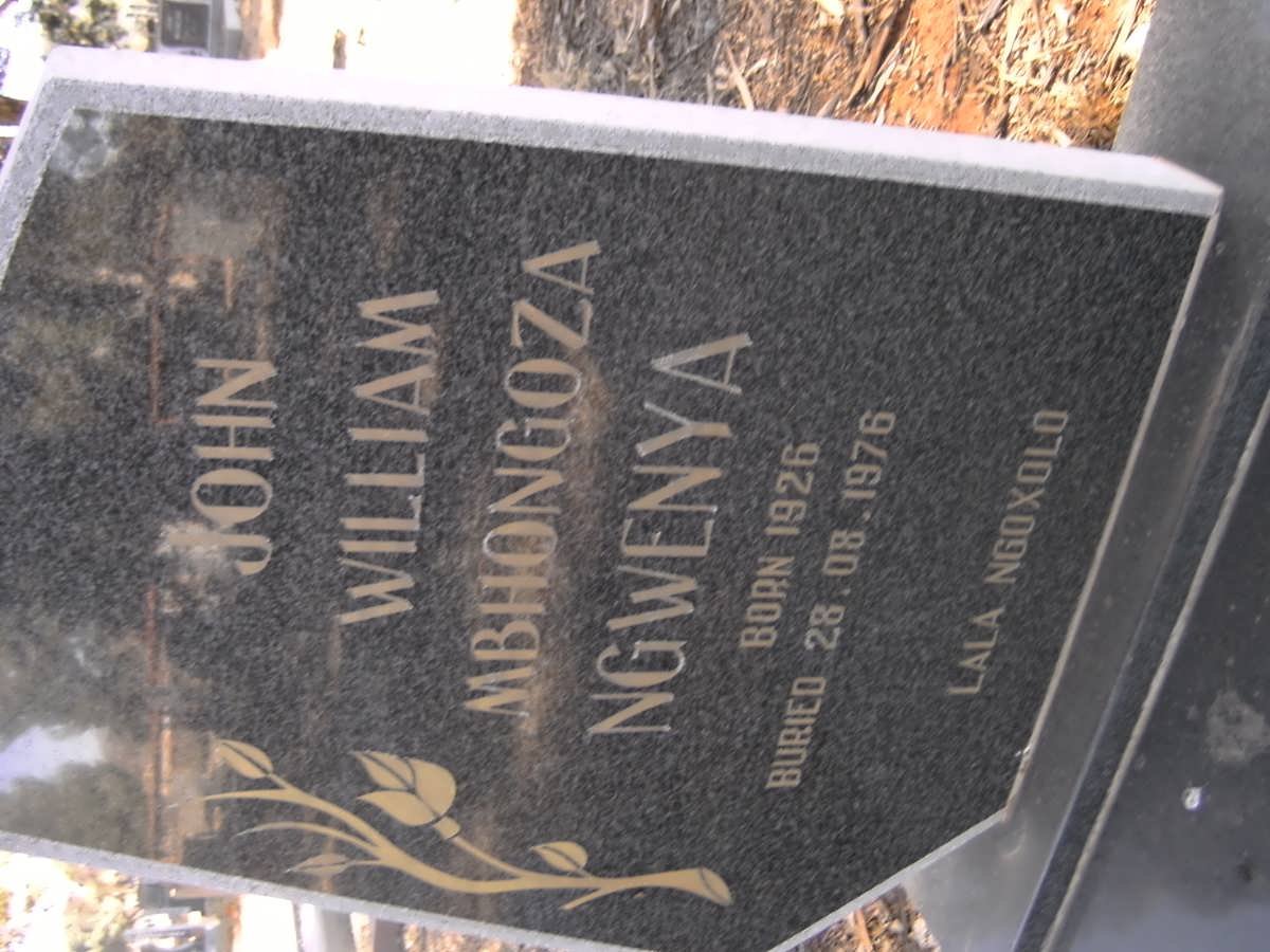 NGWENYA John William Mbhongoza 1926-1976