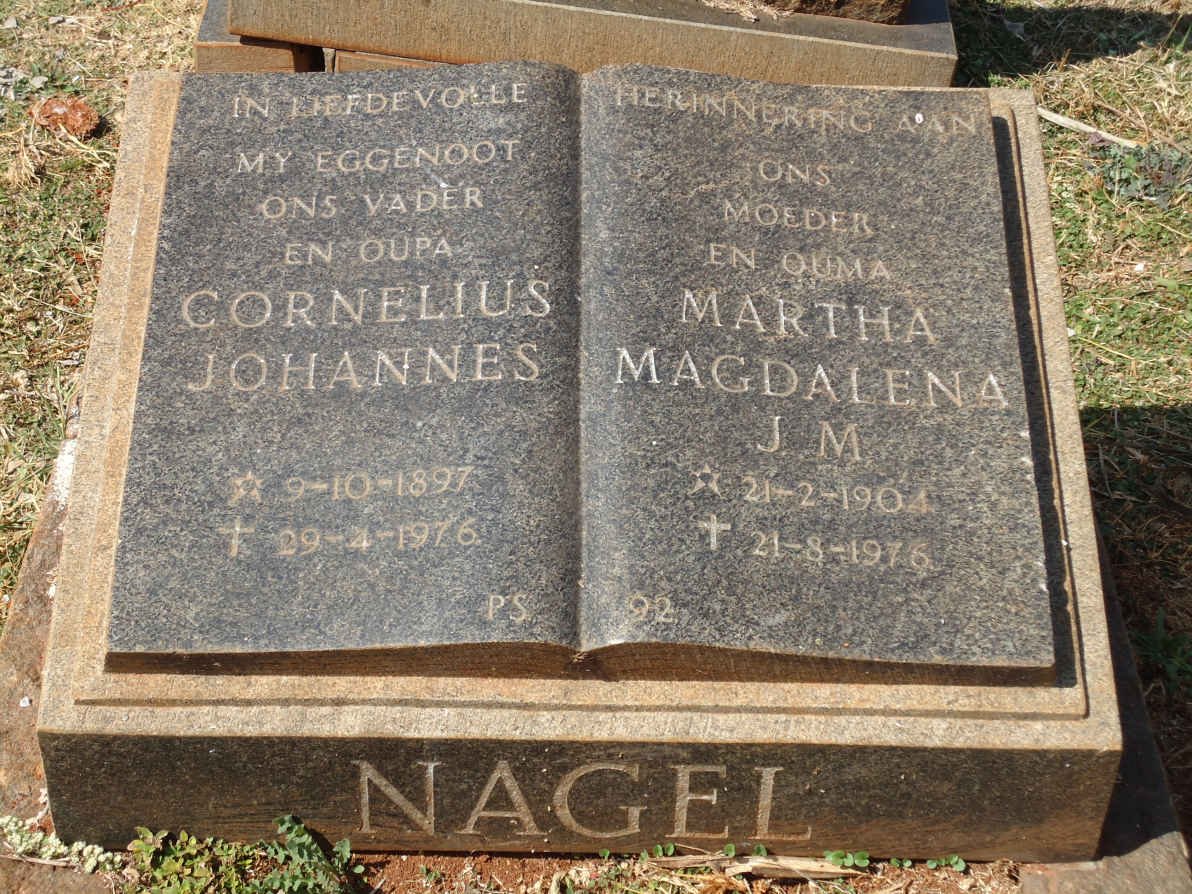 NAGEL Cornelius Johannes 1897-1976 &amp; Martha Magdalena J.M. 1904-1976