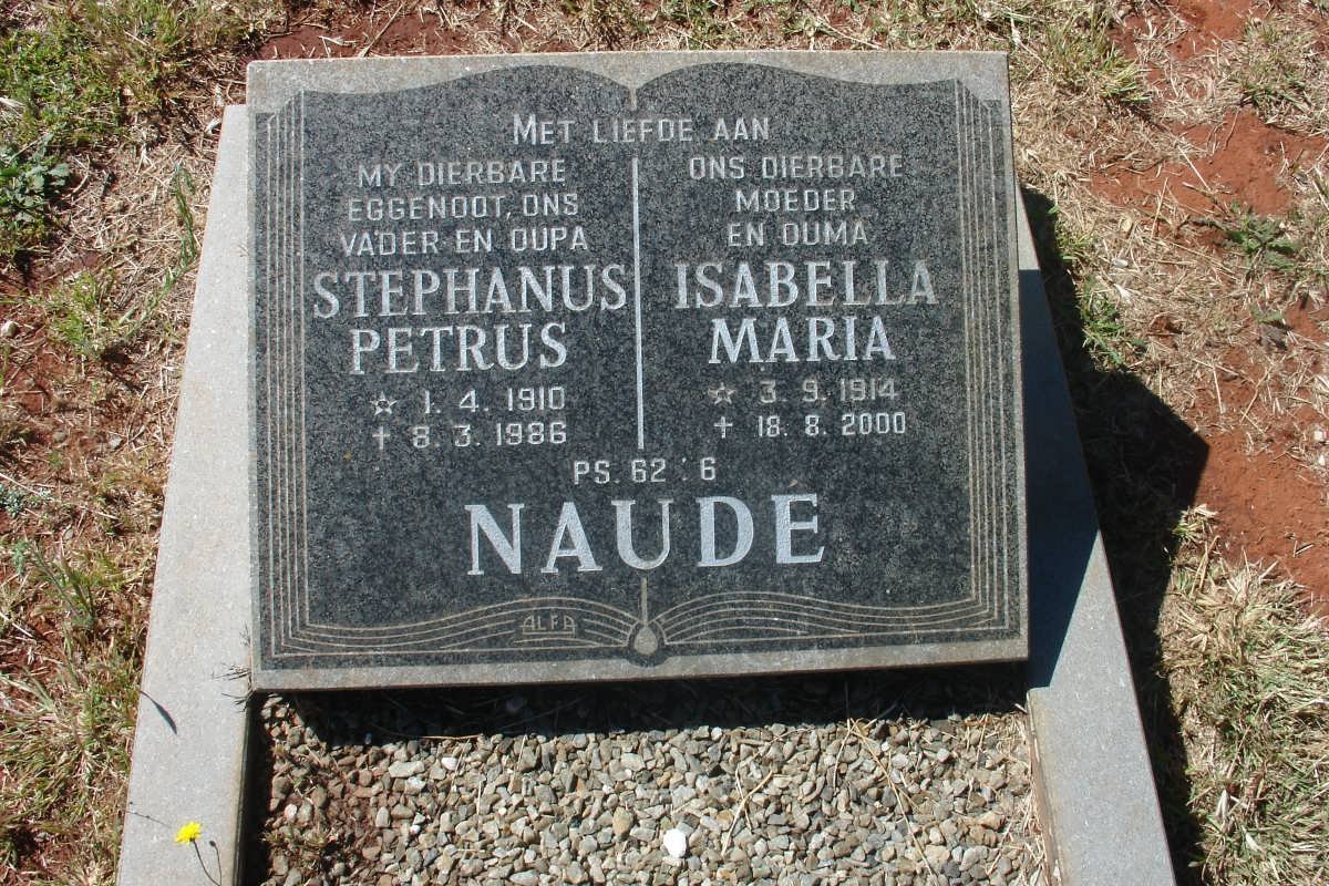 NAUDE Stephanus Petrus 1910-1986 &amp; Isabella Maria 1914-2000