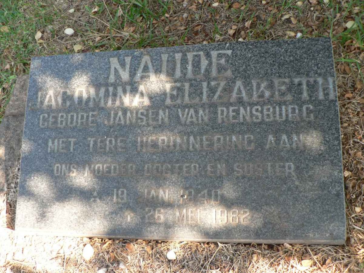 NAUDE Jacomina Elizabeth 1940-1982