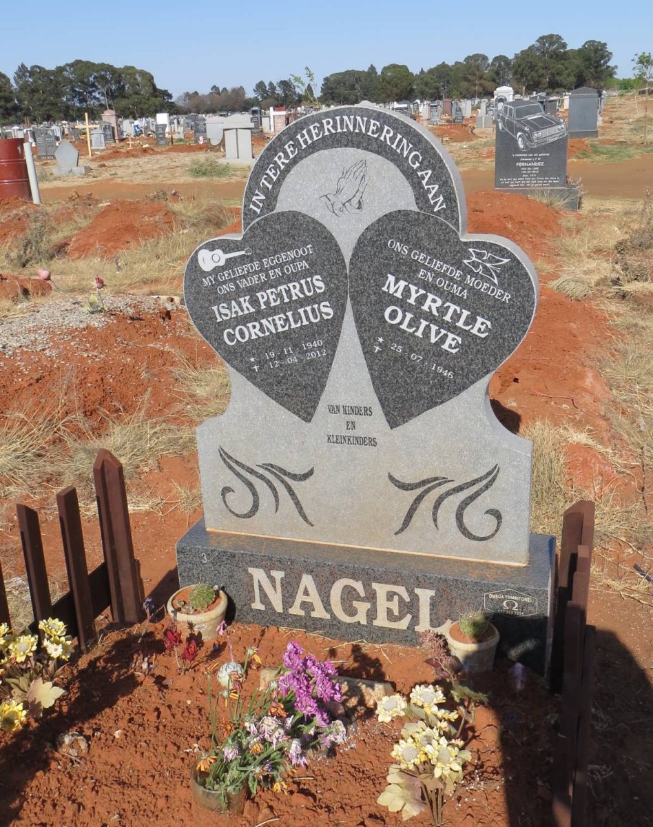 NAGEL Isak Petrus Cornelius 1940-2012 &amp; Myrtle Olive 1946-