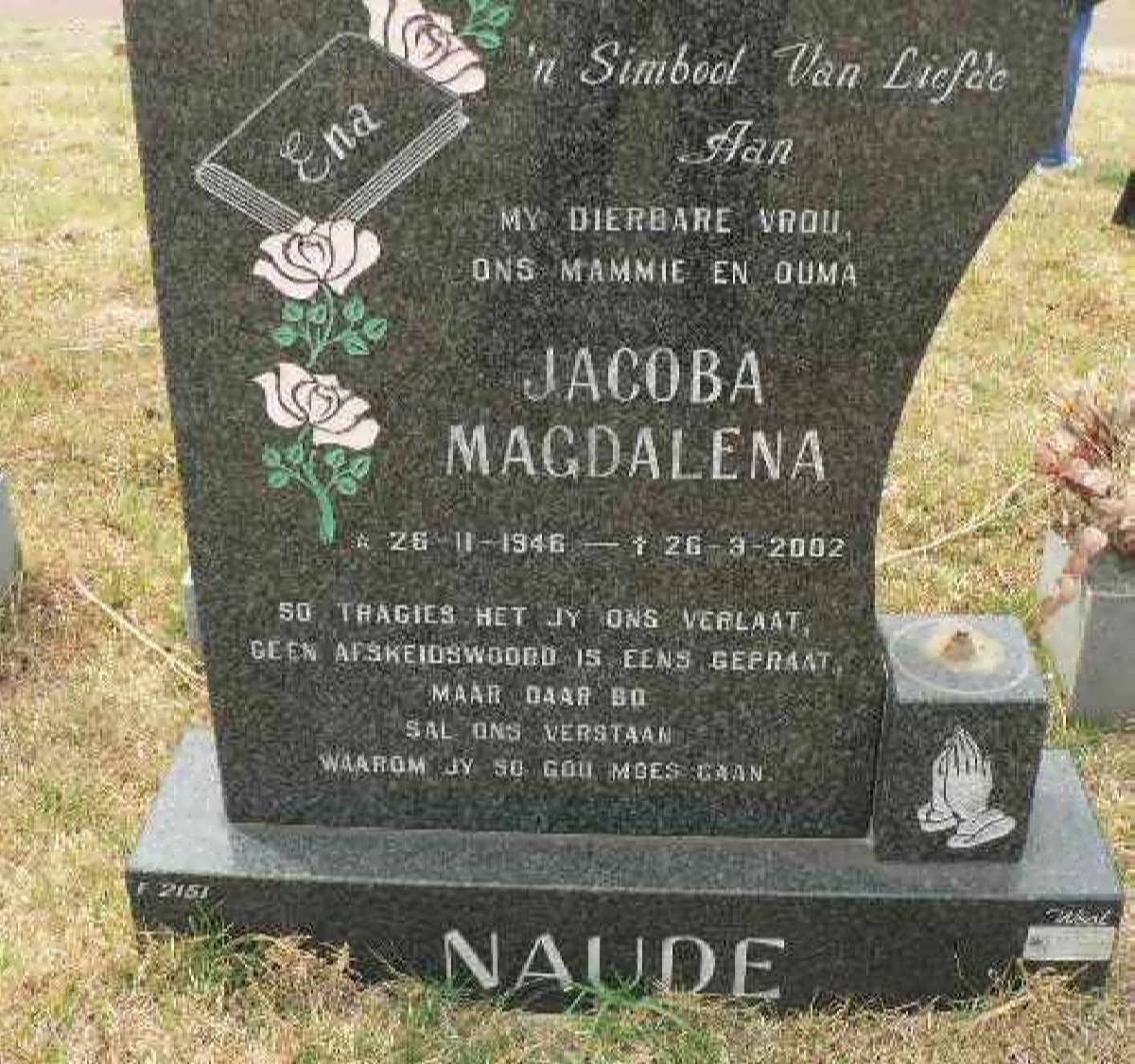 NAUDE Jacoba Magdalena 1946-2002