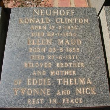 NEUHOFF Ellen Maud 1895-1971 :: NEUHOFF Ronald Clinton 1936-1954