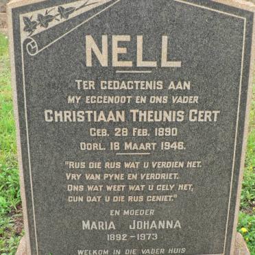 NELL Christiaan Theunis Gert 1890-1946 &amp; Maria Johanna 1892-1973