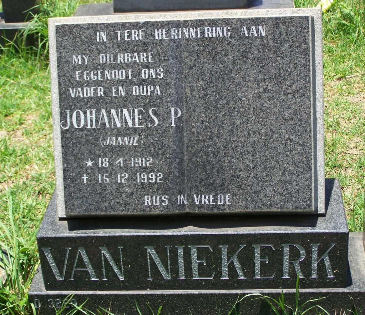 NIEKERK Johannes P., van 1912-1992