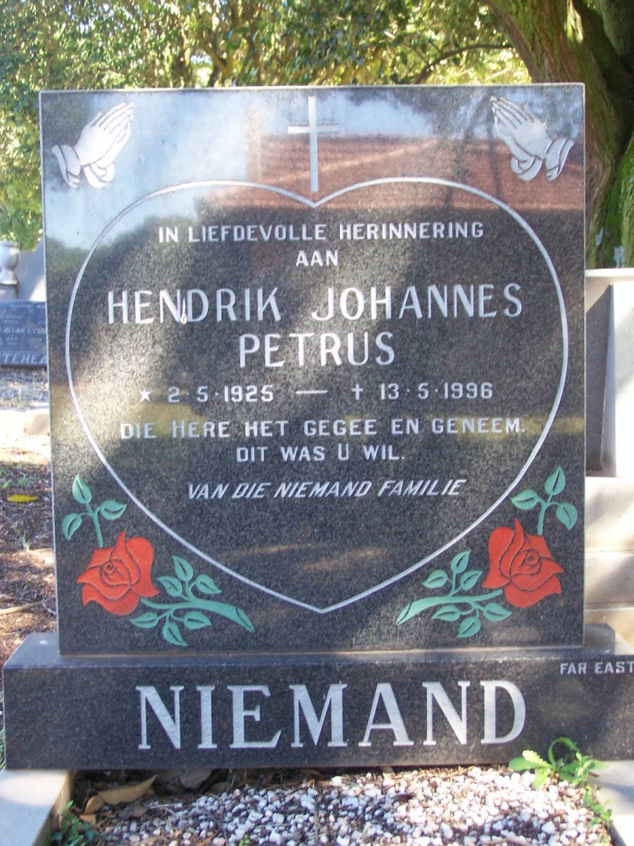 NIEMAND Hendrik Johannes Petrus 1925-1996