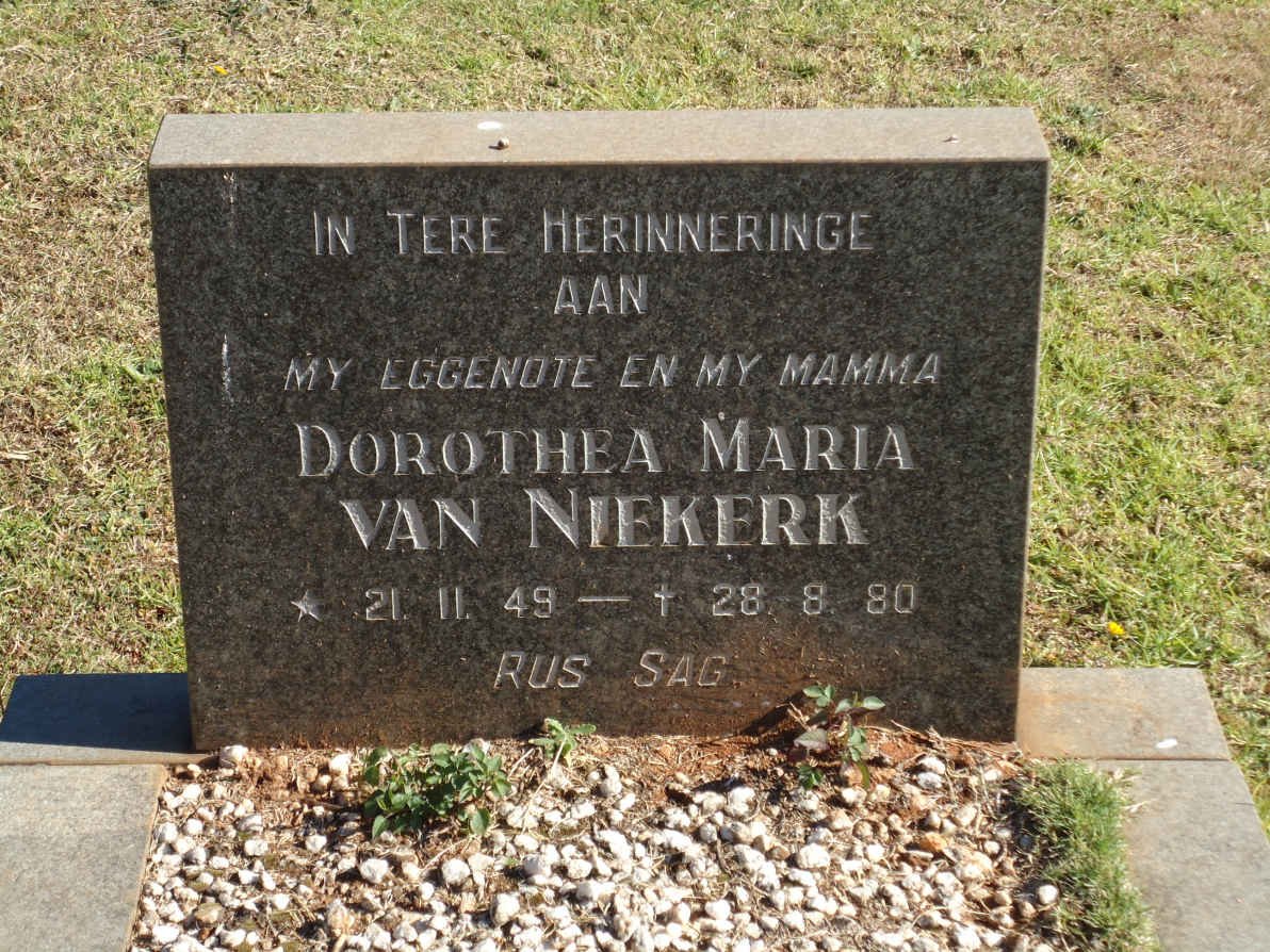 NIEKERK Dorothea Maria, van 1949-1980