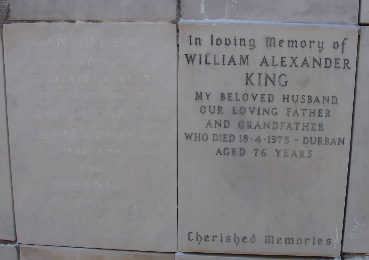 NIEKERK Johannes Stephanus, van &amp; Martha M? BRADSHAW 1906-? :: KING William Alexander -1975