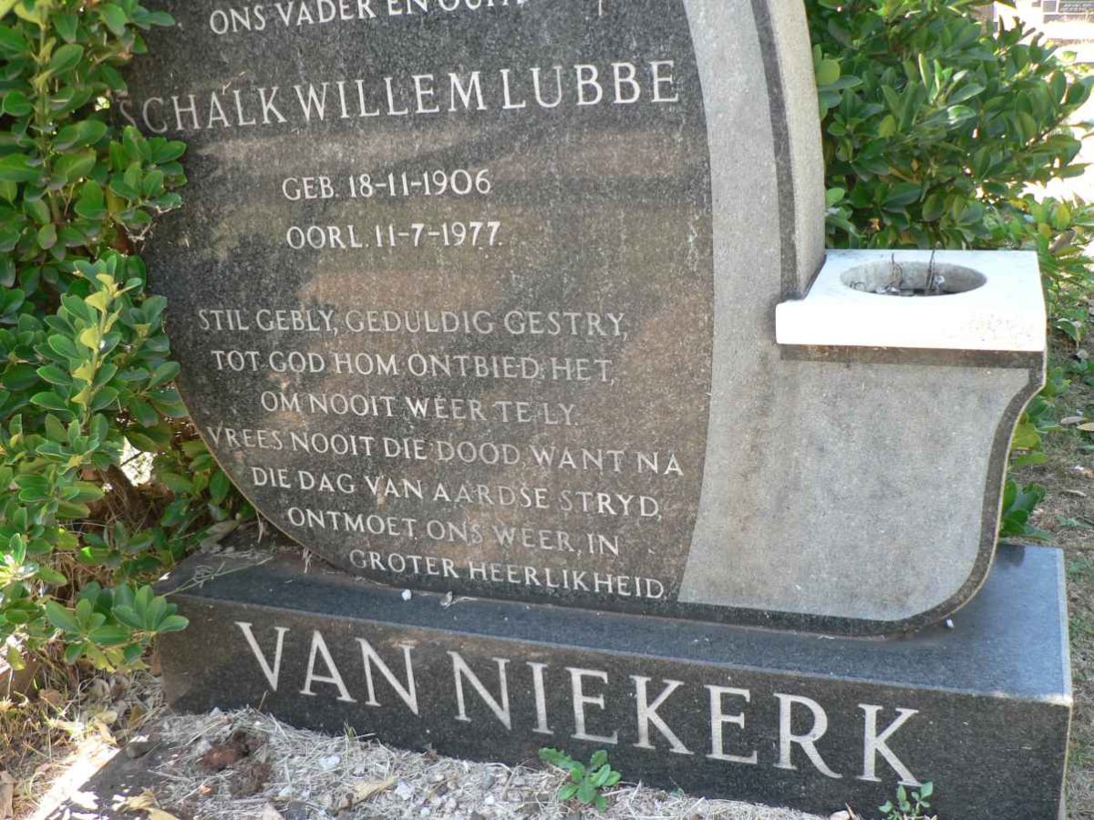 NIEKERK Schalk Willem Lubbe, van 1906-1977