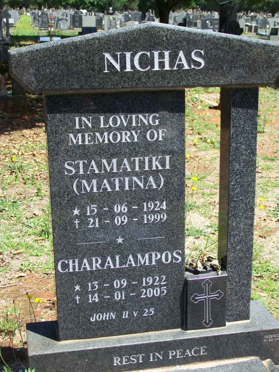 NICHAS Charalampos 1922-2005 &amp; Stamatiki 1924-1999