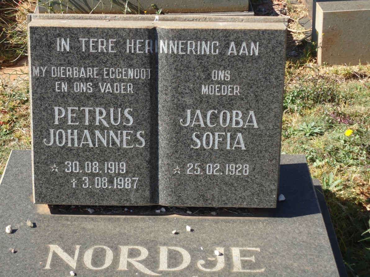 NORDJE Petrus Johannes 1919-1987 &amp; Jacoba Sofia 1928-