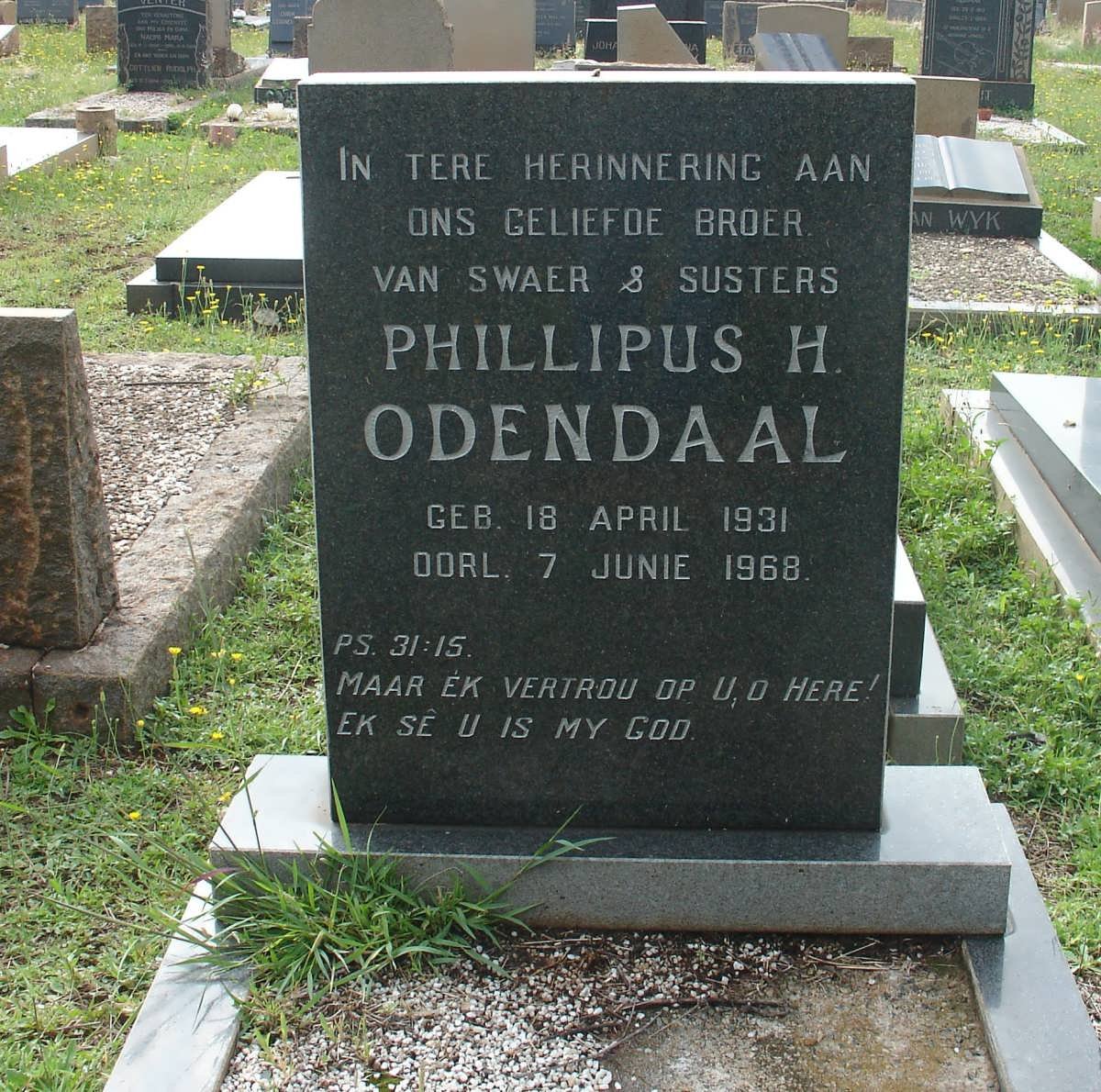 ODENDAAL Phillipus H. 1931-1968