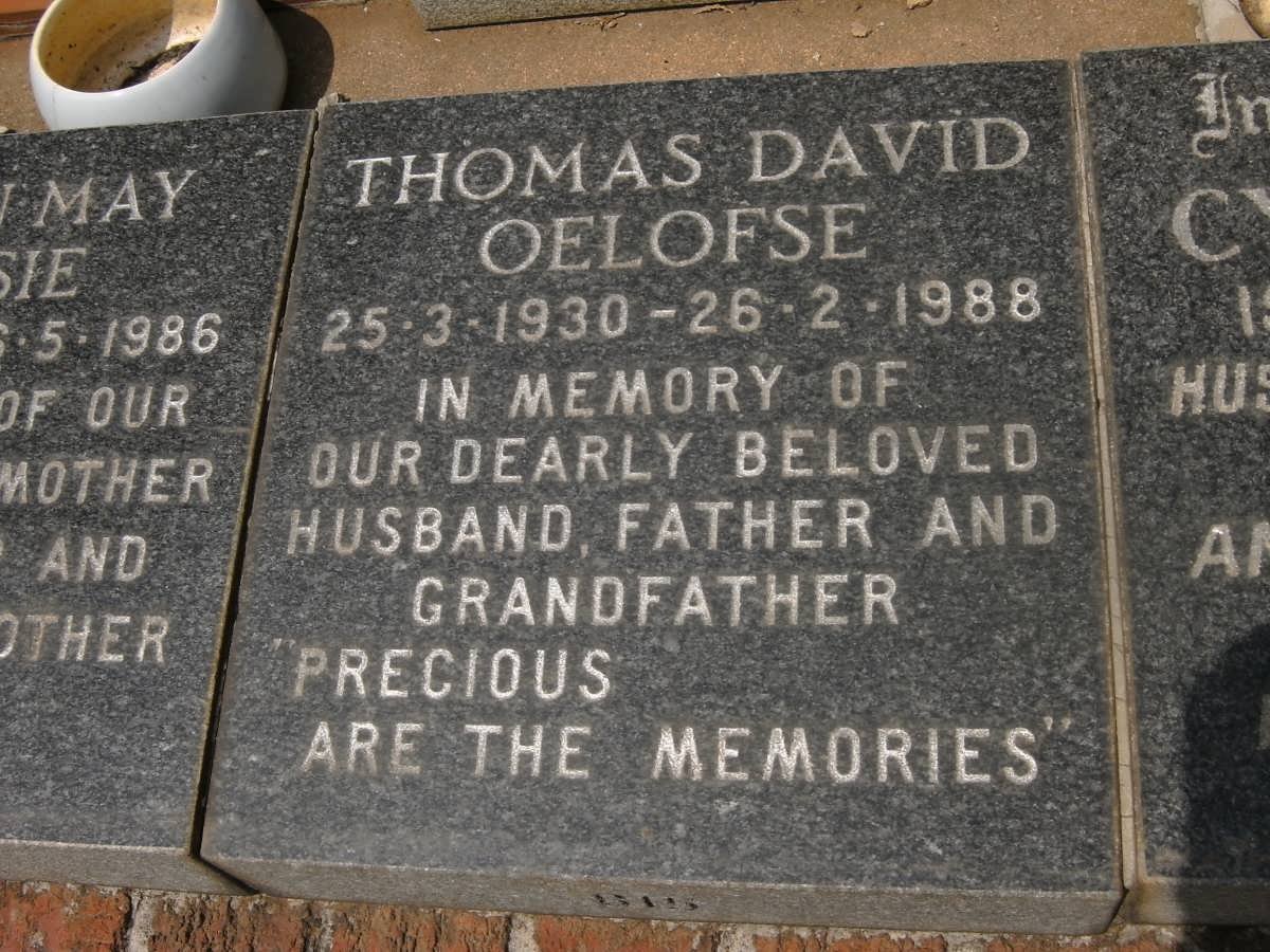 OELOFSE Thomas David 1930-1988