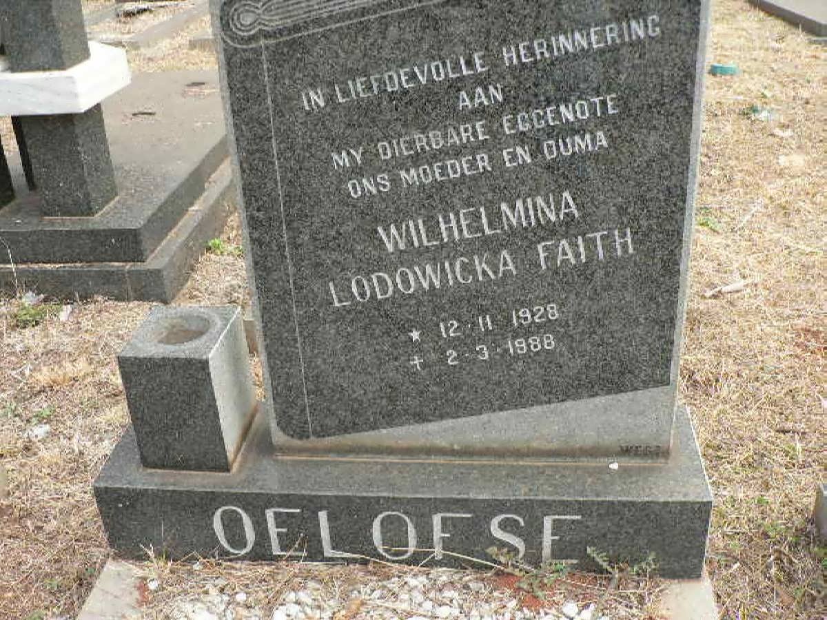 OELOFSE Wilhelmina Lodowicka Faith 1928-1988