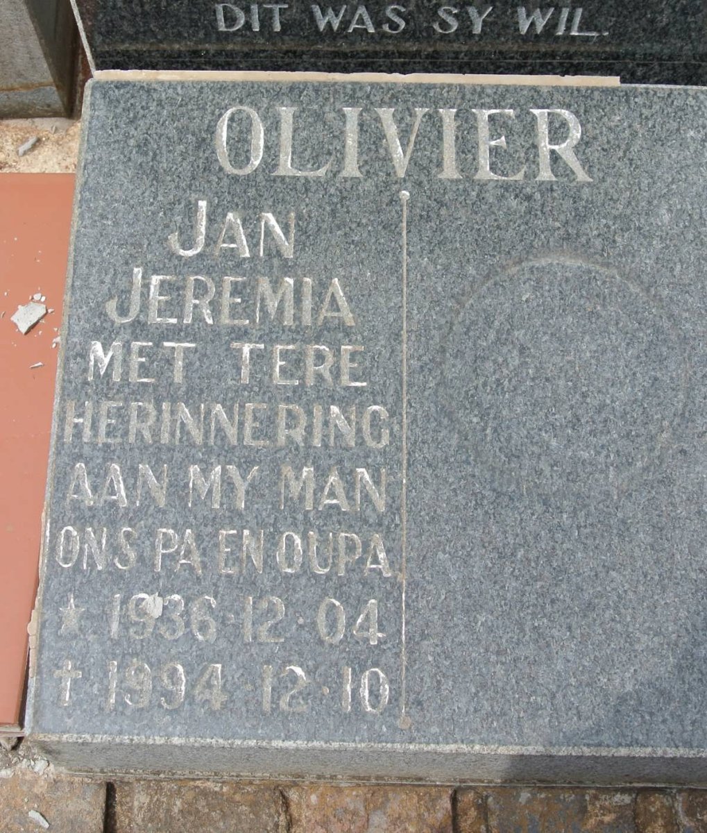 OLIVIER Jan Jeremia 1936-1994