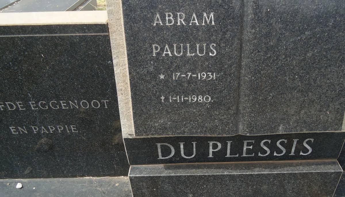 PLESSIS Abram Paulus, du 1931-1980