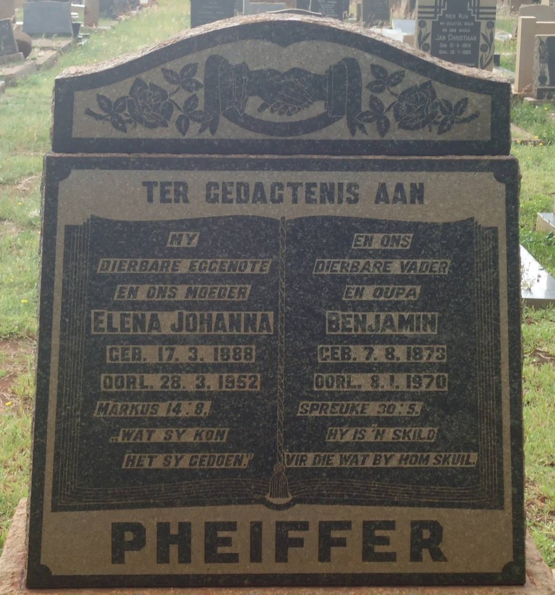 PHEIFFER Benjamin 1873-1970 &amp; Elena Johanna 1888-1952