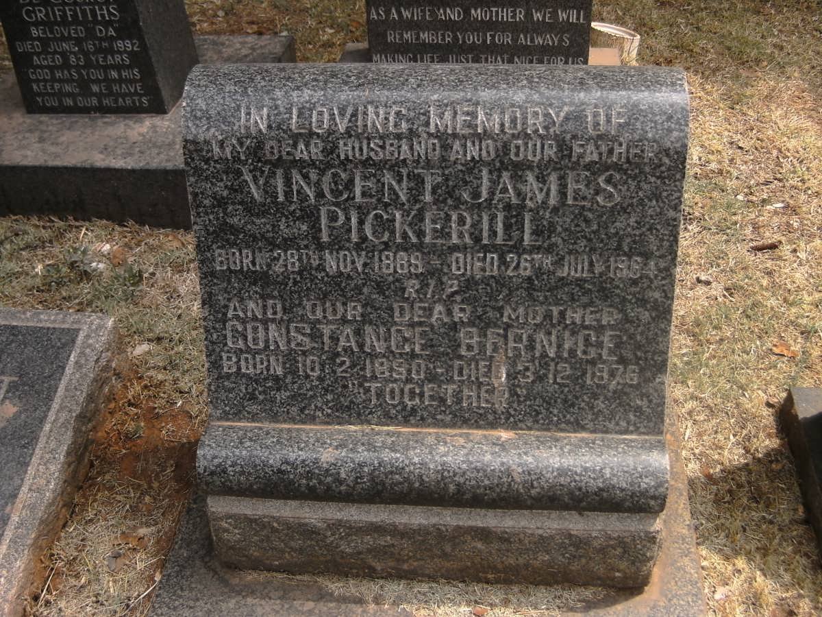 PICKERILL Vincent James 1889-1964 &amp; Constance Bernice 1890-1976