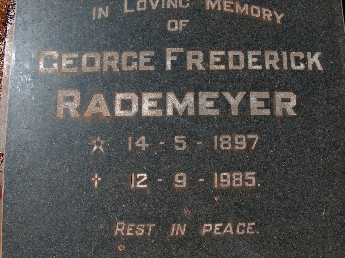 RADEMEYER George Frederick 1897-1985