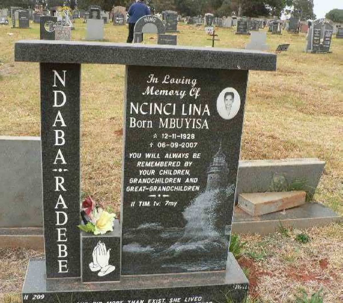 RADEBE Ncinci Line, Ndaba nee MBUYISA 1928-2007