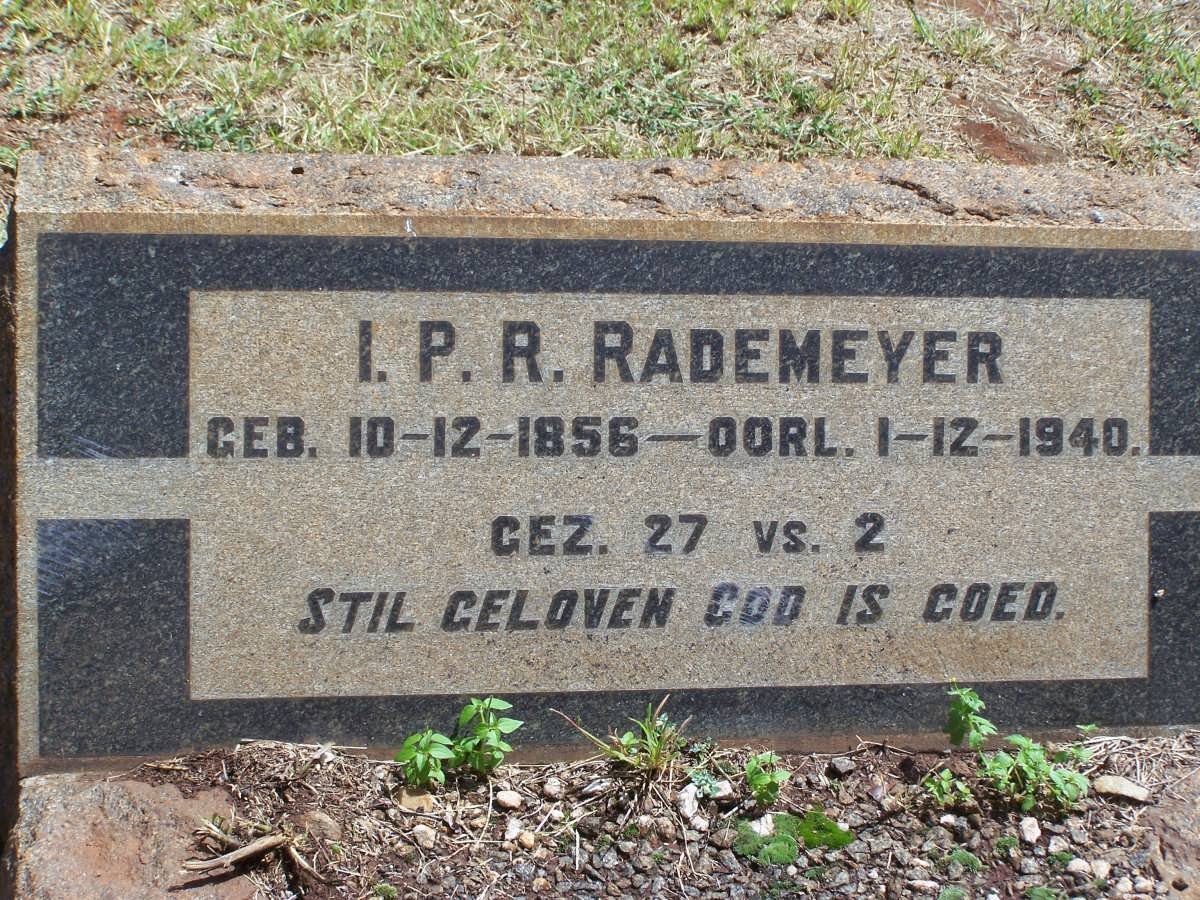 RADEMEYER I.P.R. 1856-1940