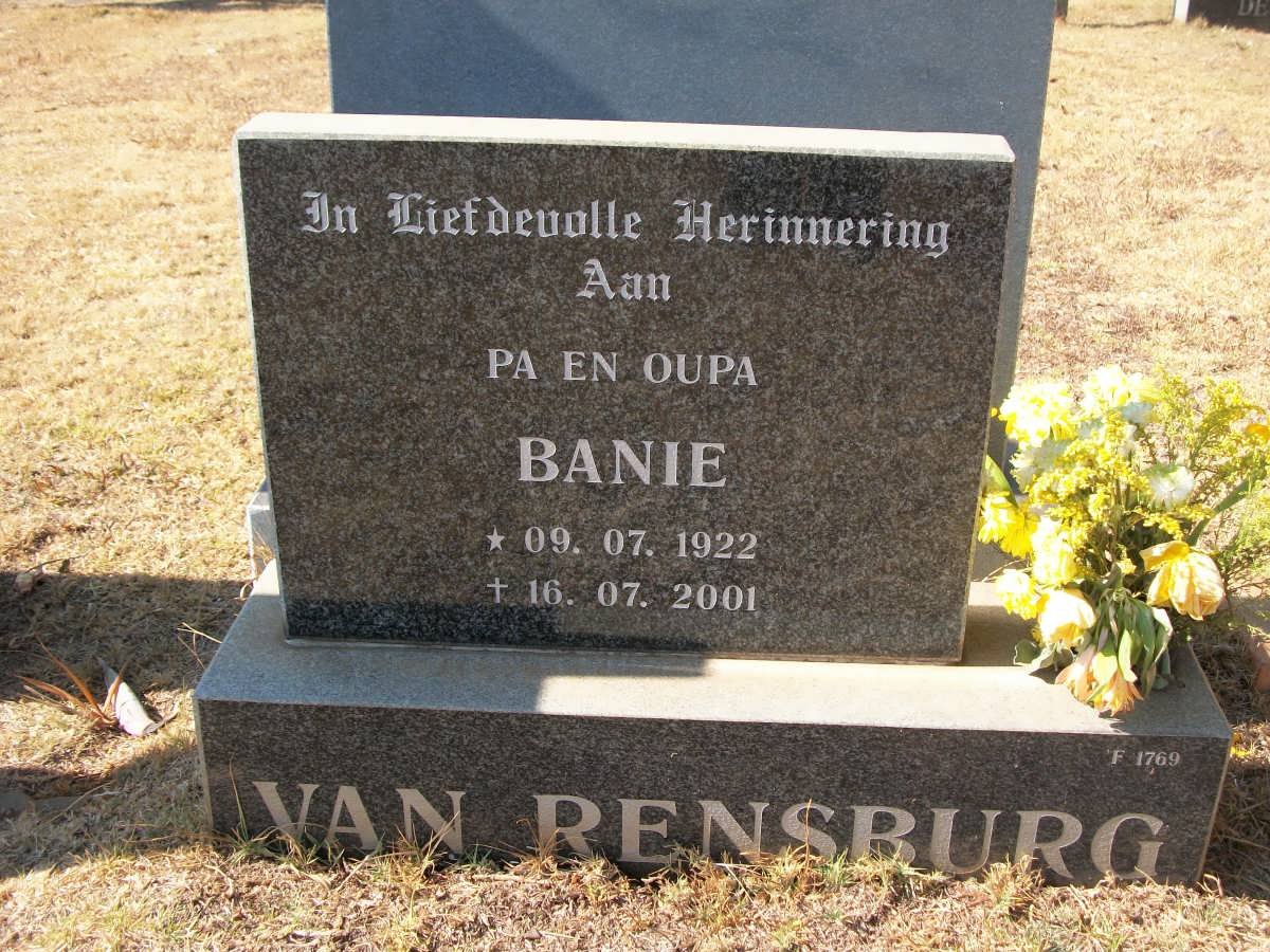 RENSBURG Banie, van 1922-2001