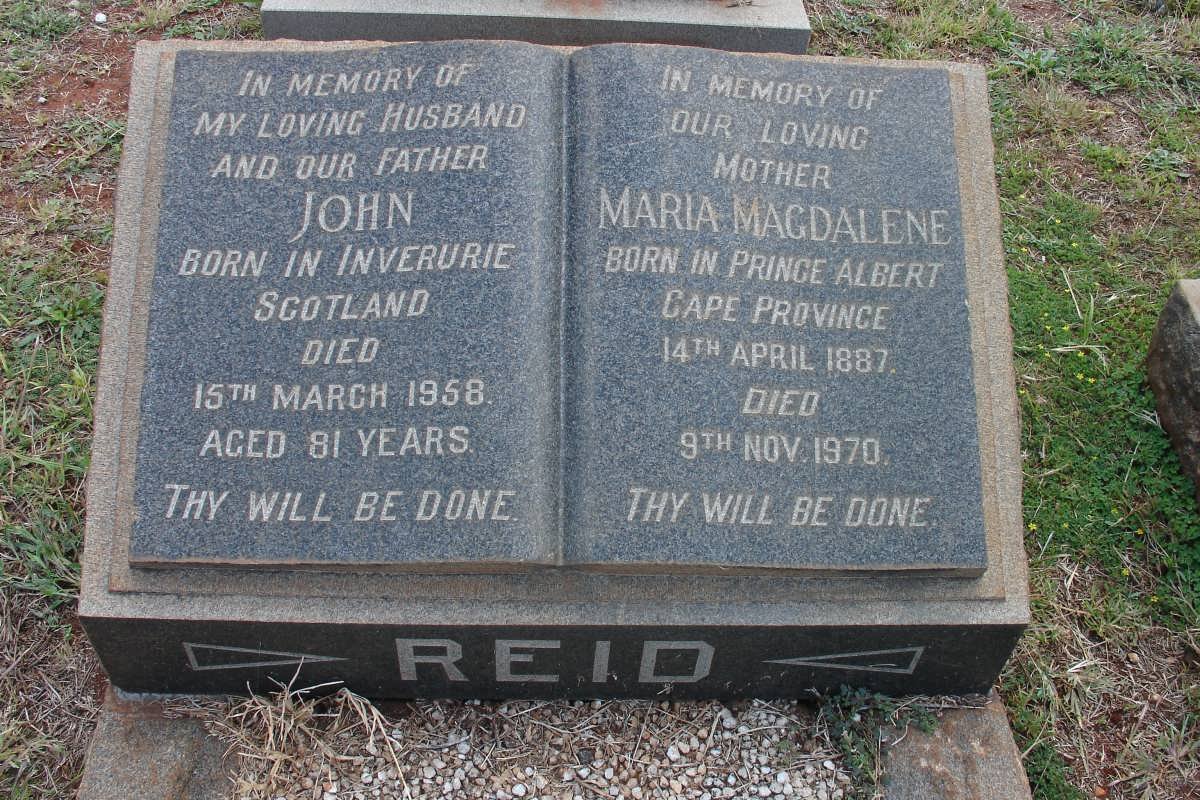 REID John -1958 &amp; Maria Magdalene 1887-1970