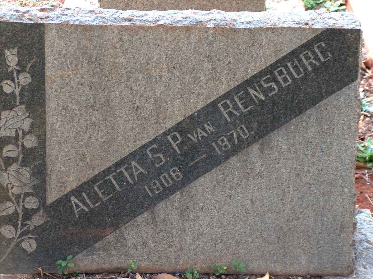 RENSBURG Aletta S.P., van 1908-1970