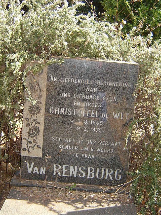 RENSBURG Christoffel De Wet, van 1955-1975