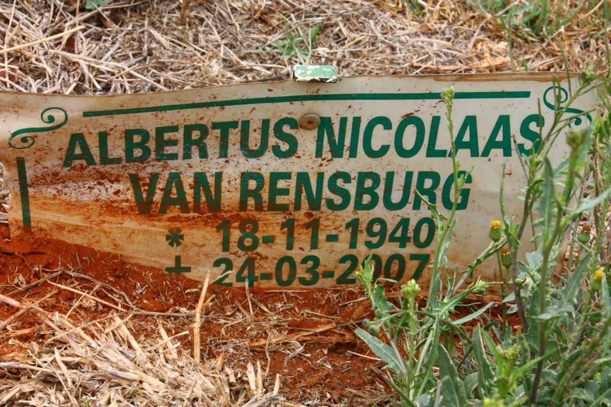 RENSBURG Albertus Nicolaas, van 1940-2007
