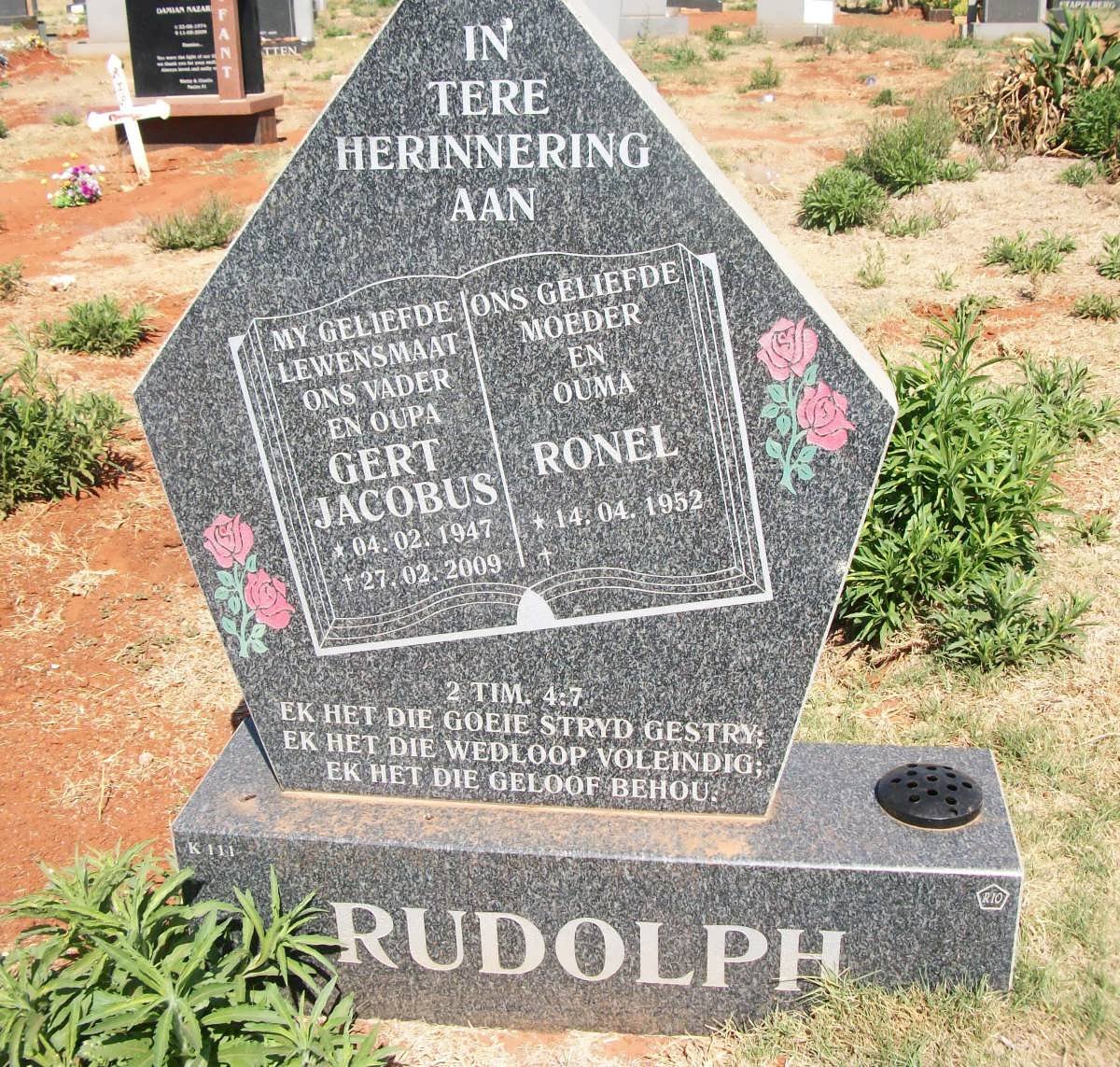 RUDOLPH Gert Jacobus 1947-2009 &amp; Ronel 1952-