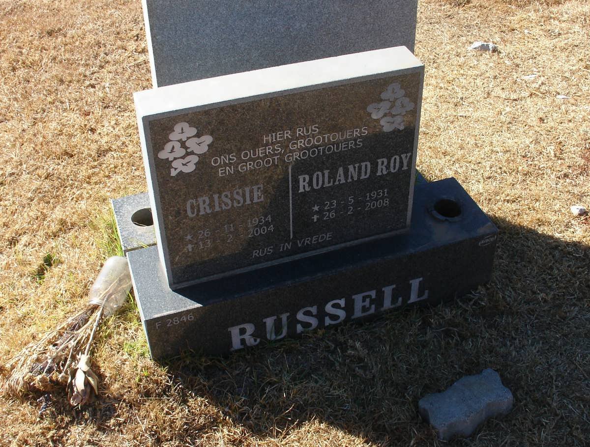 RUSSELL Roland Roy 1934-2004 &amp; Crissie 1931-2008