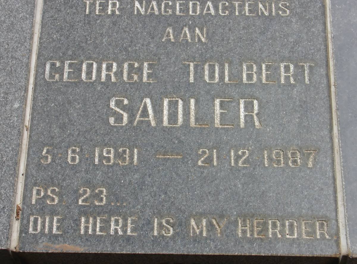 SADLER George Tolbert 1931-1987